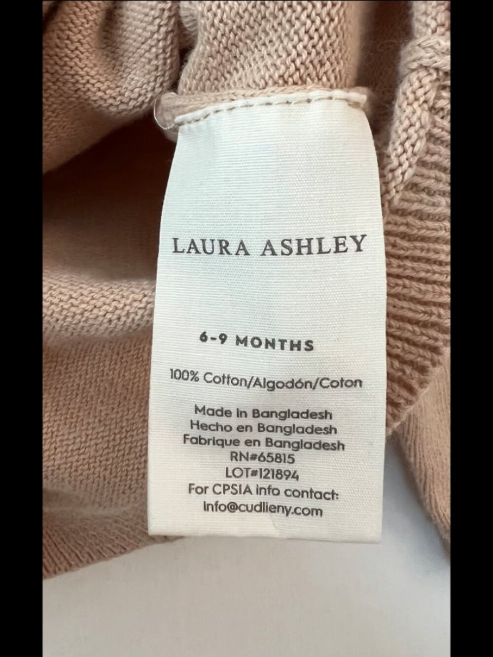 Dusty Pink Ruffle Laura Ashley Baby Girl Cardigan Cotton 6-9M Girly - Picture 4 of 5
